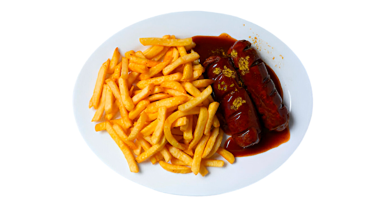 Produktbild Riesencurrywurst mit Pommes